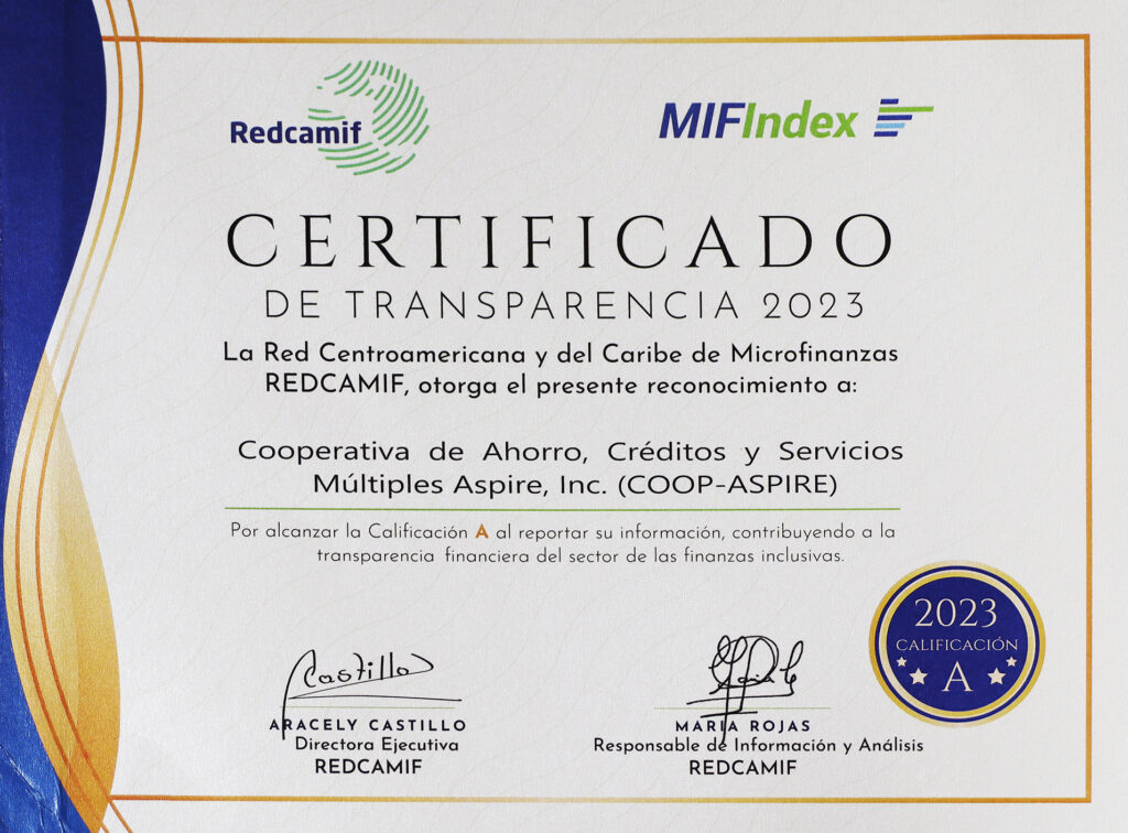 Certificado de Transparencia 2023 Redcamif